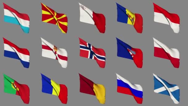 Flags of Europe Part 3 of 4 — Stock Video
