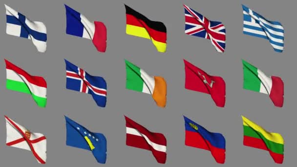 Flags of Europe Part 2 of 4 — Stock Video