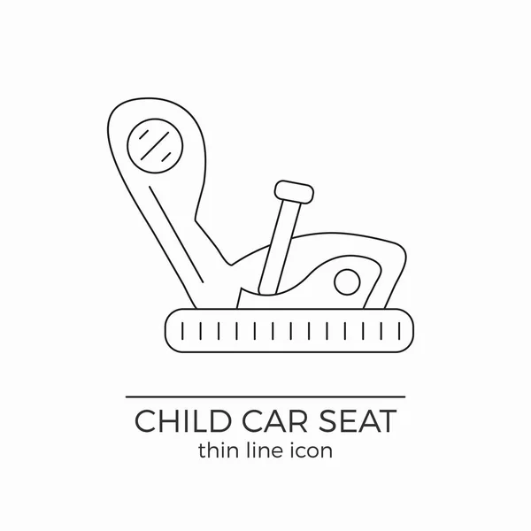 Niño asiento de coche delgada línea plana vector icono — Vector de stock