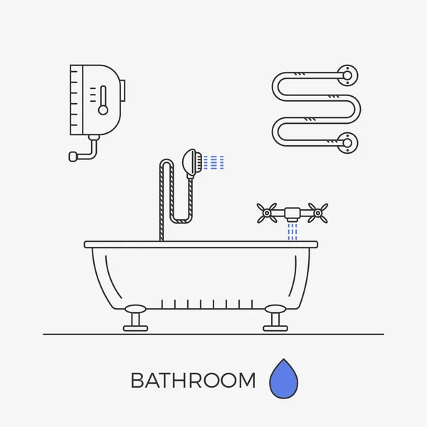 Cuarto de baño elementos interiores — Vector de stock