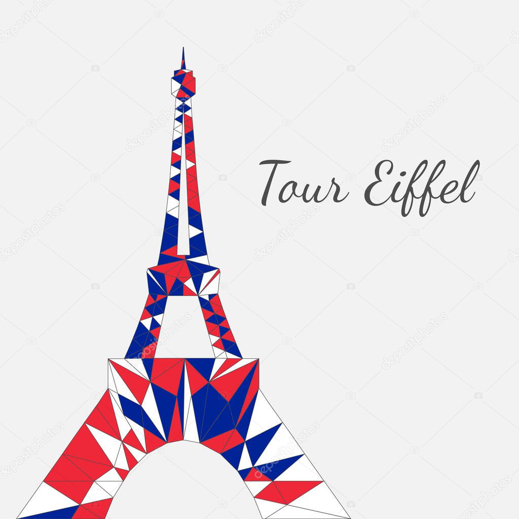 Vector illustration of Eiffel tower in low poly 