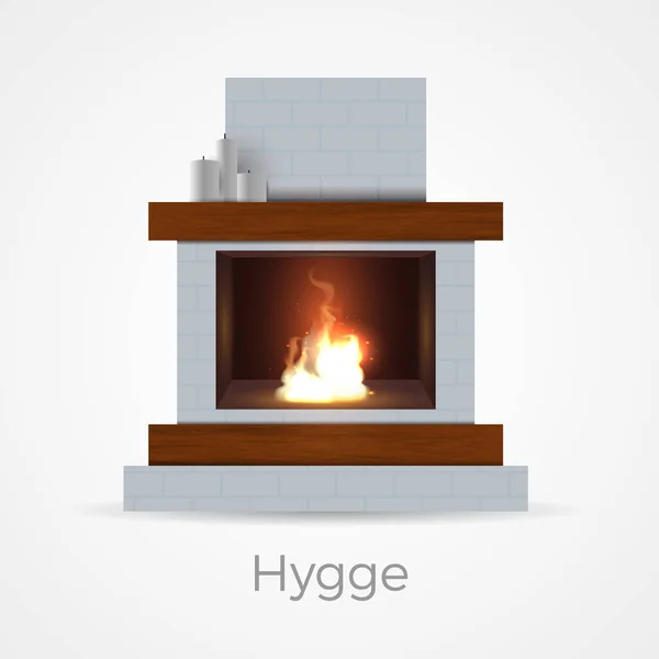 Hygge 壁炉概念 — 图库矢量图片