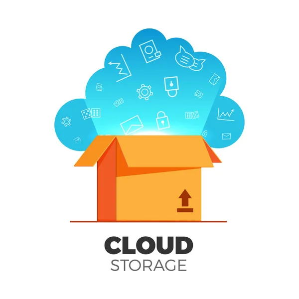 Ilustração de armazenamento em nuvem — Vetor de Stock