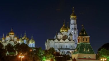 Rusya kiliseleri. Altın Yüzük. Moskova Kremlin ve içindeki kiliseler. Zaman aşımı UHD 4K. 