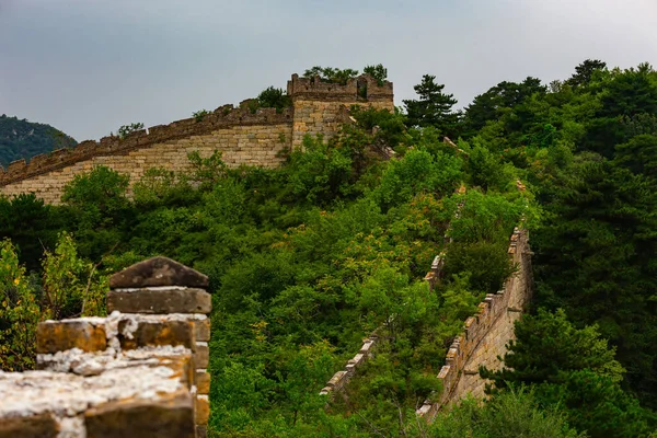 Великая Китайская Стена Скрытая Часть Стены Туристов — стоковое фото