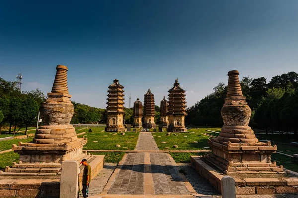 Yinshan Pagoda Forest Complessi Antiche Pagode Attrazione Turistica Della Cina — Foto Stock