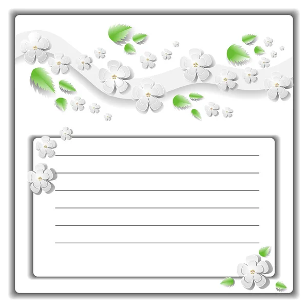 Cartão de saudação com flores de macieira — Vetor de Stock
