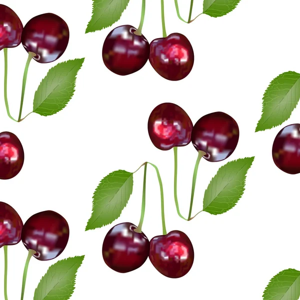 Texture sans couture avec clip art vectoriel de cerises baies — Image vectorielle