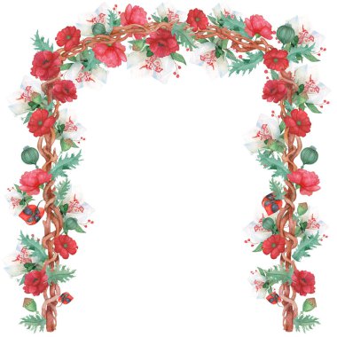 Düğün pergola 'sı. Gelincik çiçekleri ve zambaklar kemeri.