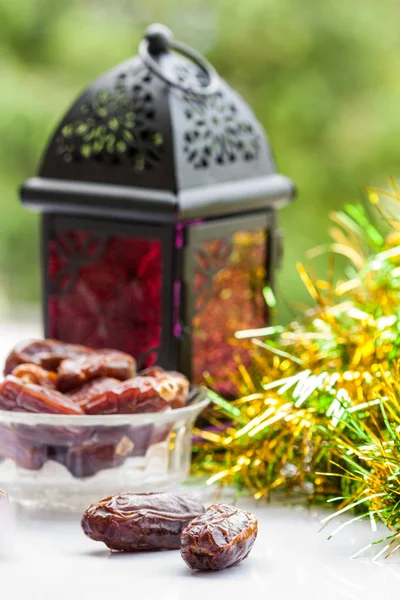 Ramadan, Eid Concept of Date fruits and Arabic Lantern
