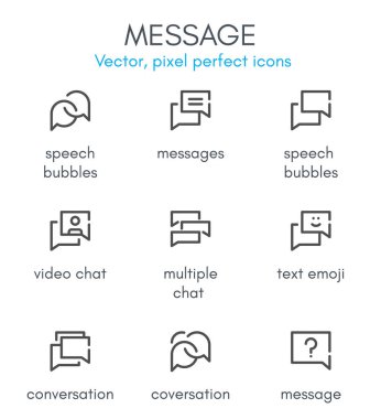 Mesaj Tema, satır Icon set.