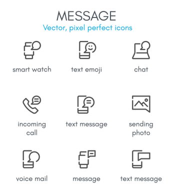 Mesaj Tema, satır Icon set.