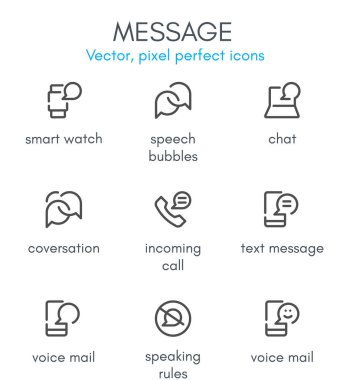 Mesaj Tema, satır Icon set.