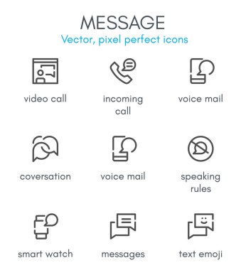 Mesaj Tema, satır Icon set.