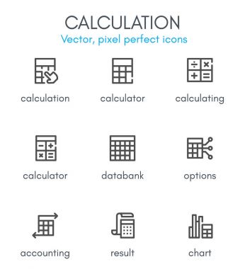Hesaplama Tema, satır Icon set.