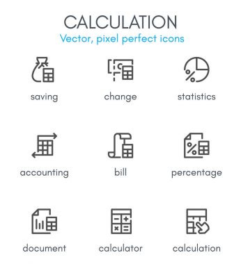 Hesaplama Tema, satır Icon set.