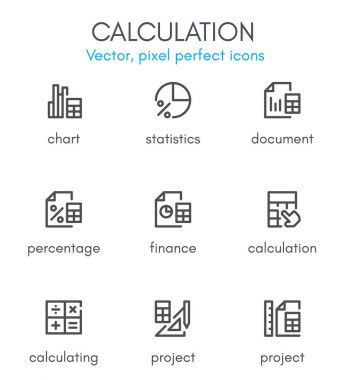 Hesaplama Tema, satır Icon set.