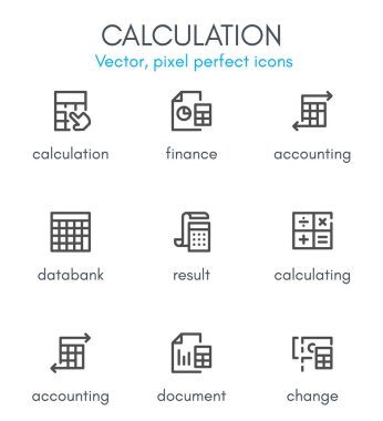 Hesaplama Tema, satır Icon set.
