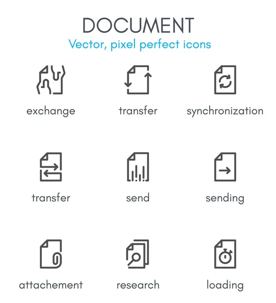 Document theme, line icon set — Stock Vector