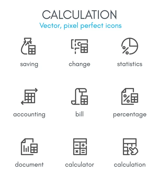 Tema de cálculo, conjunto de ícone de linha . —  Vetores de Stock