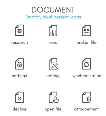 Belge teması, satır Icon set