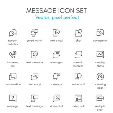 Mesaj Tema, satır Icon set. 