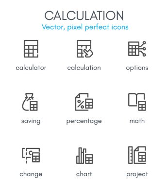 Hesaplama Tema, satır Icon set.