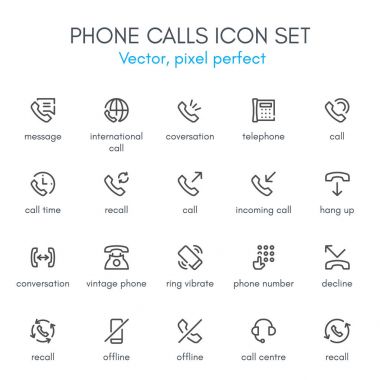 Telefon Tema, satır Icon set. 