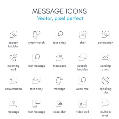 Mesaj Tema, satır Icon set. 