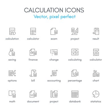 Hesaplama Tema, satır Icon set.