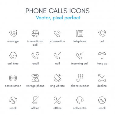 Telefon Tema, satır Icon set.