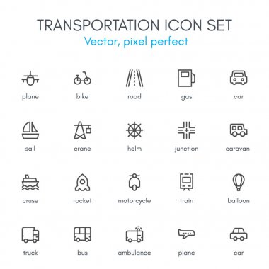 Ulaşım Tema, satır Icon set.