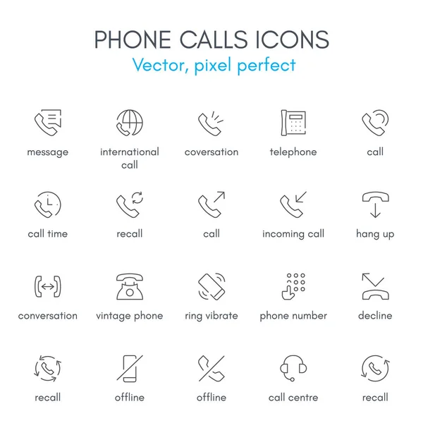 电话主题，线图标集. — 图库矢量图片