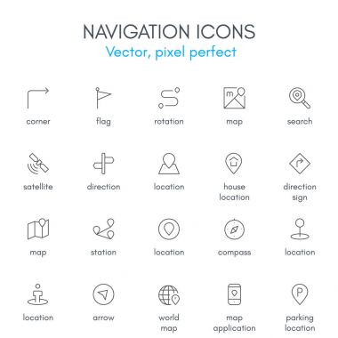 Gezinti Tema, satır Icon set.