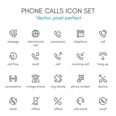 Telefon Tema, satır Icon set. 