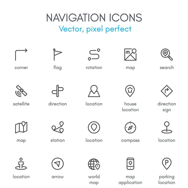 导航主题，线图标集. — 图库矢量图片