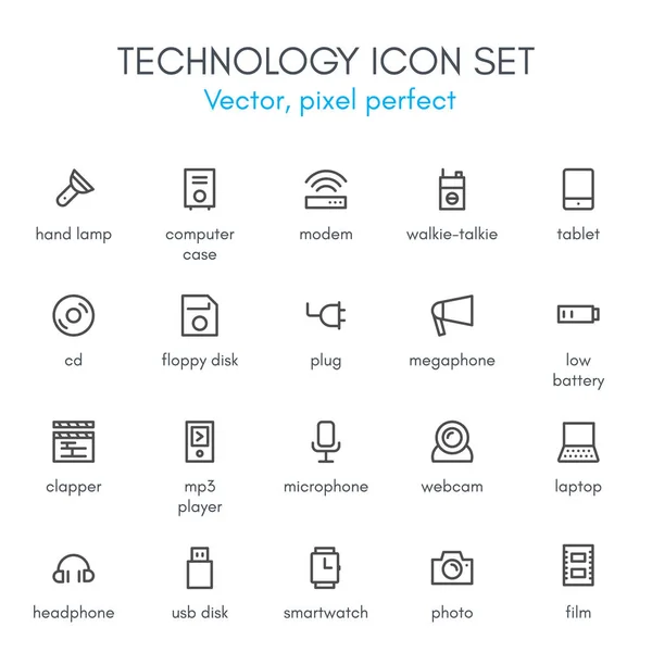 Tema de tecnología, conjunto de iconos de línea . — Vector de stock