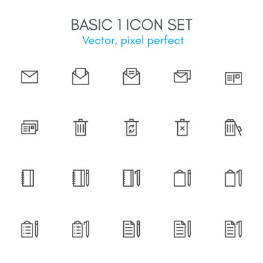 Temel 1 konu satırı Icon set. 