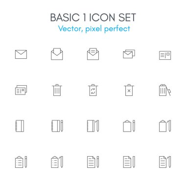 Temel 1 konu satırı Icon set.