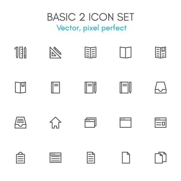 Basic 2 thema lijn pictogramserie. — Stockvector