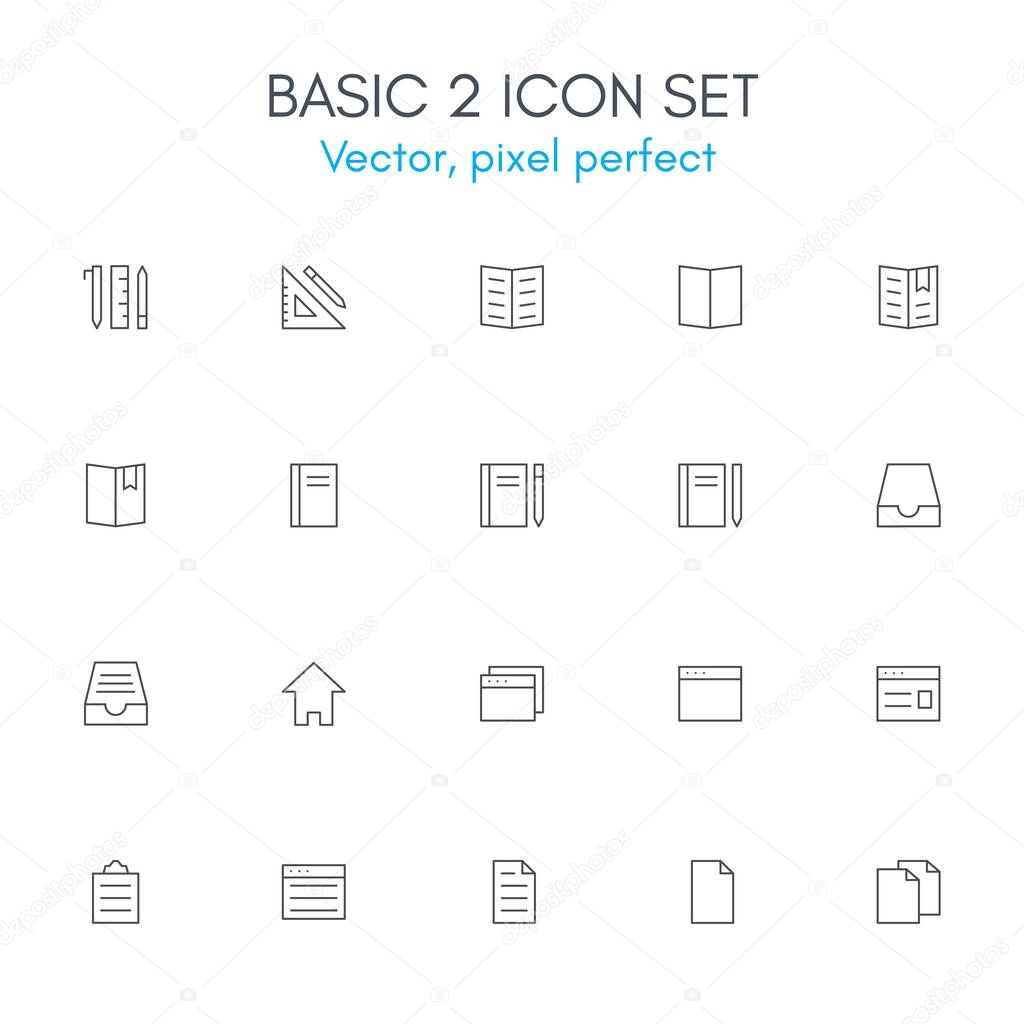 Basic 2 theme line icon set.