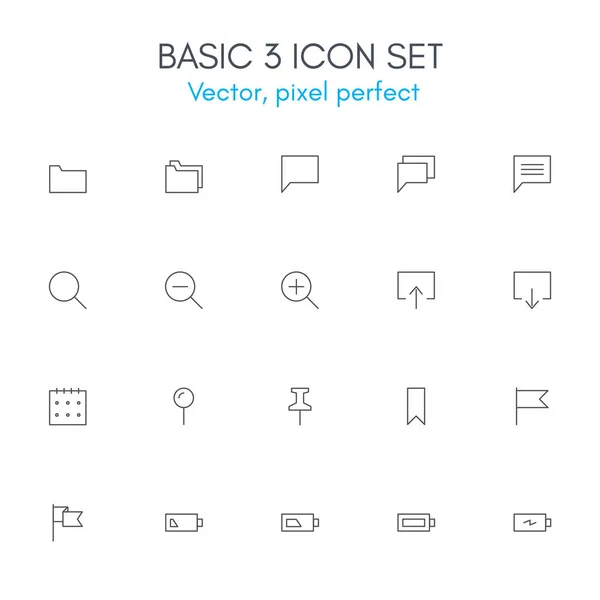 基本3主题, 线条图标集. 图库矢量图片