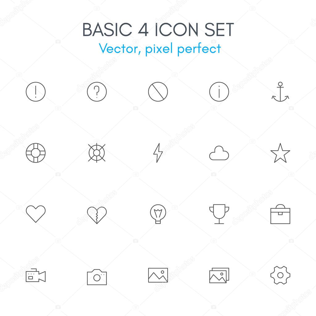 Basic 4 theme, line icon set.