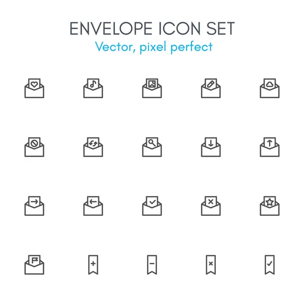 Tema de envelope, conjunto de ícone de linha . —  Vetores de Stock