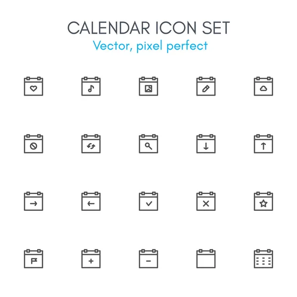 日历主题, 行图标集. 免版税图库插图