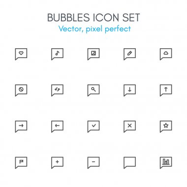 Kabarcık teması, satır Icon set.