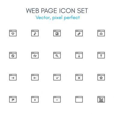 Web sayfası Tema, satır Icon set.