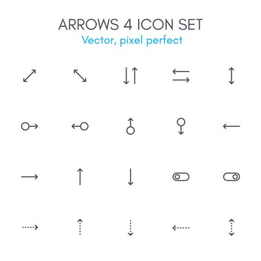 Okları 4 Tema, satır Icon set. 