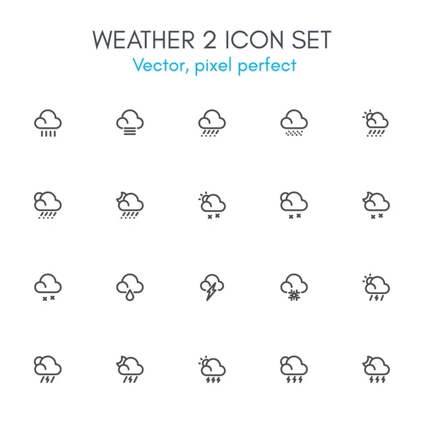 Weather 2 tema, linje Ikonuppsättning. — Stock vektor