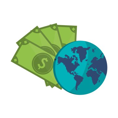 para faturaları ve dünya küre simgesi